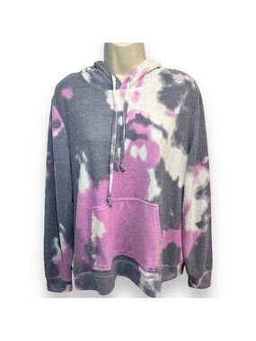 EBB & Flow Women’s Tie Dye Pullover Hoodie Gray/Purple Size XL
